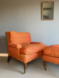 Late 19th Century Howard & Sons Armchair & Footstool