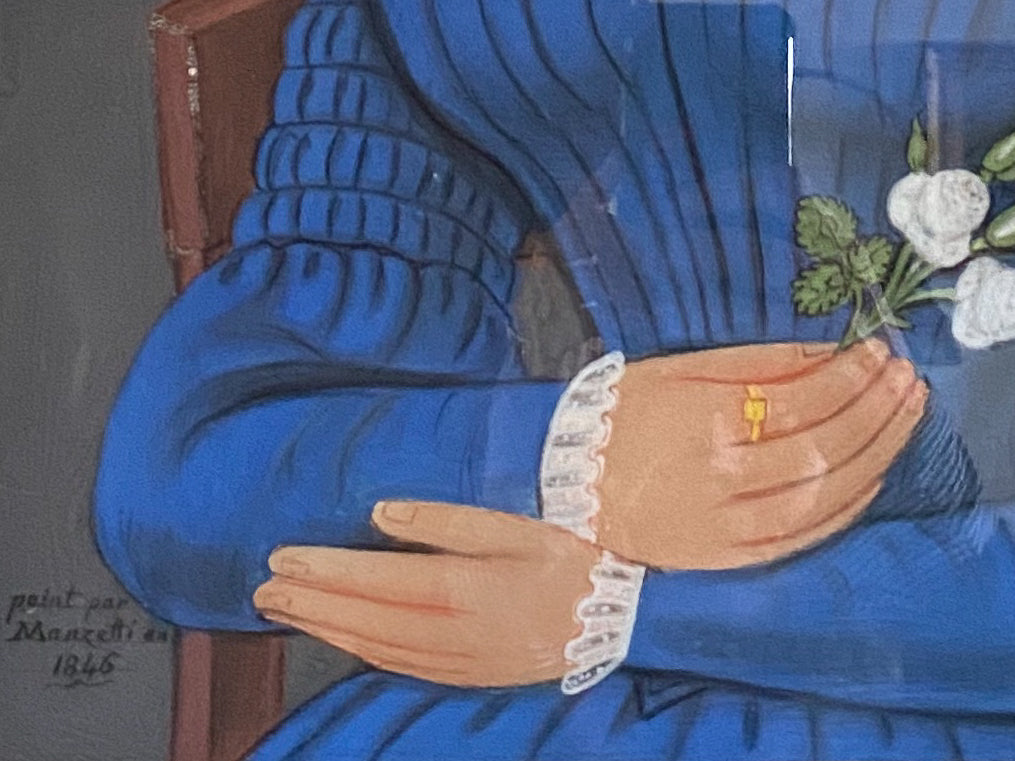 French Painting of Lady in Blue