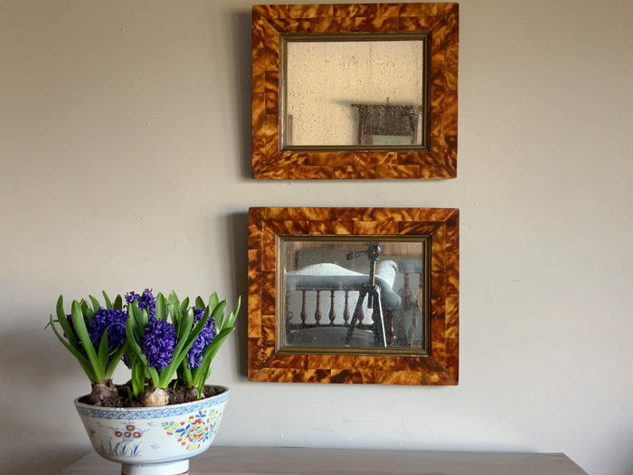 A Pair of 19th Century Faux Tortoiseshell Mirrors