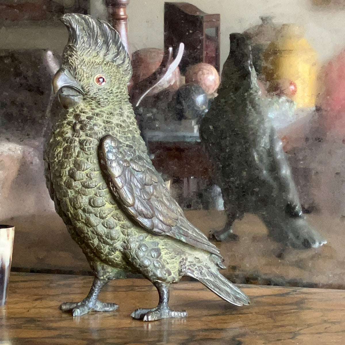 A Large Cold Painted Bronze Cockatoo by Franz Bergman