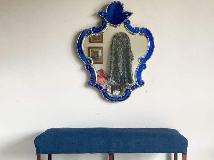 An Early 20th Century Venetian Blue Glass Mirror