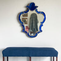 An Early 20th Century Venetian Blue Glass Mirror