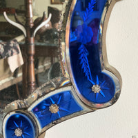 An Early 20th Century Venetian Blue Glass Mirror