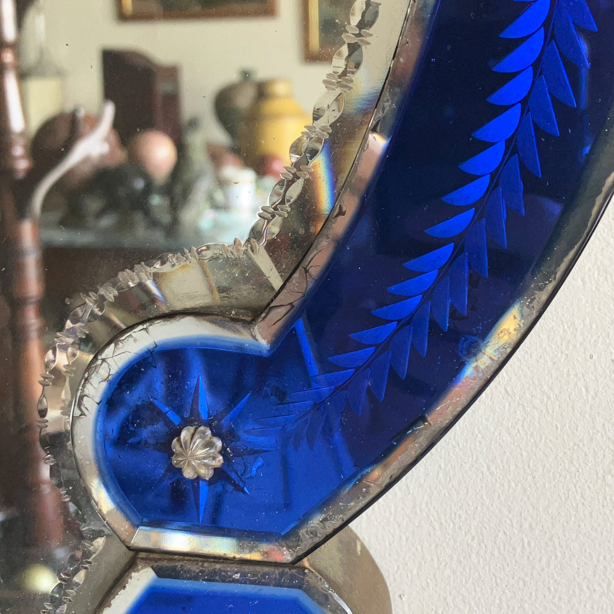 An Early 20th Century Venetian Blue Glass Mirror