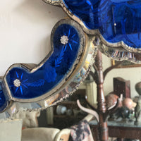 An Early 20th Century Venetian Blue Glass Mirror