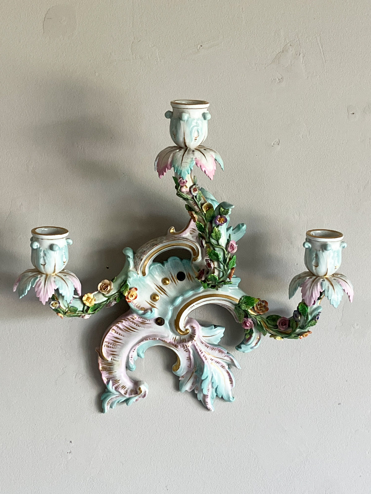 19th Century Porcelain Wall Sconces by Meissen