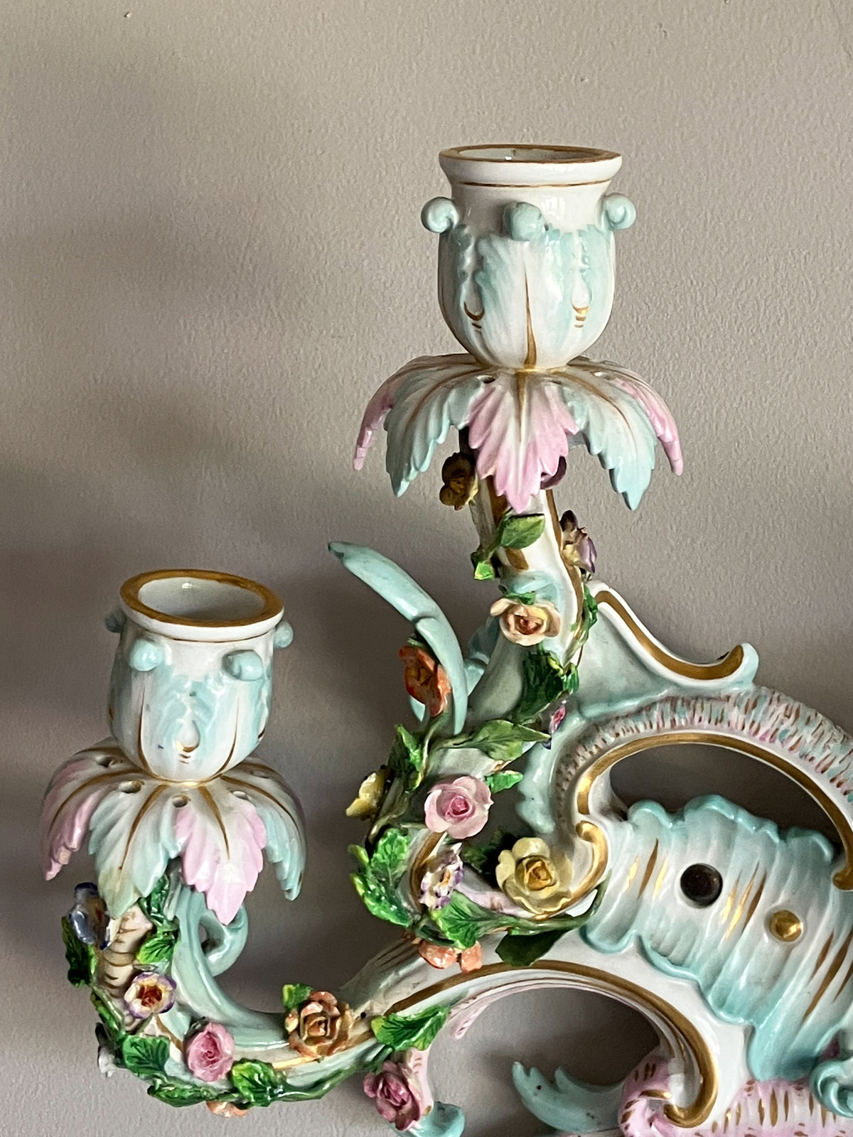 19th Century Porcelain Wall Sconces by Meissen