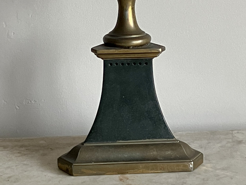 A Pair of Early 20th Century Brass and Toleware Lamps