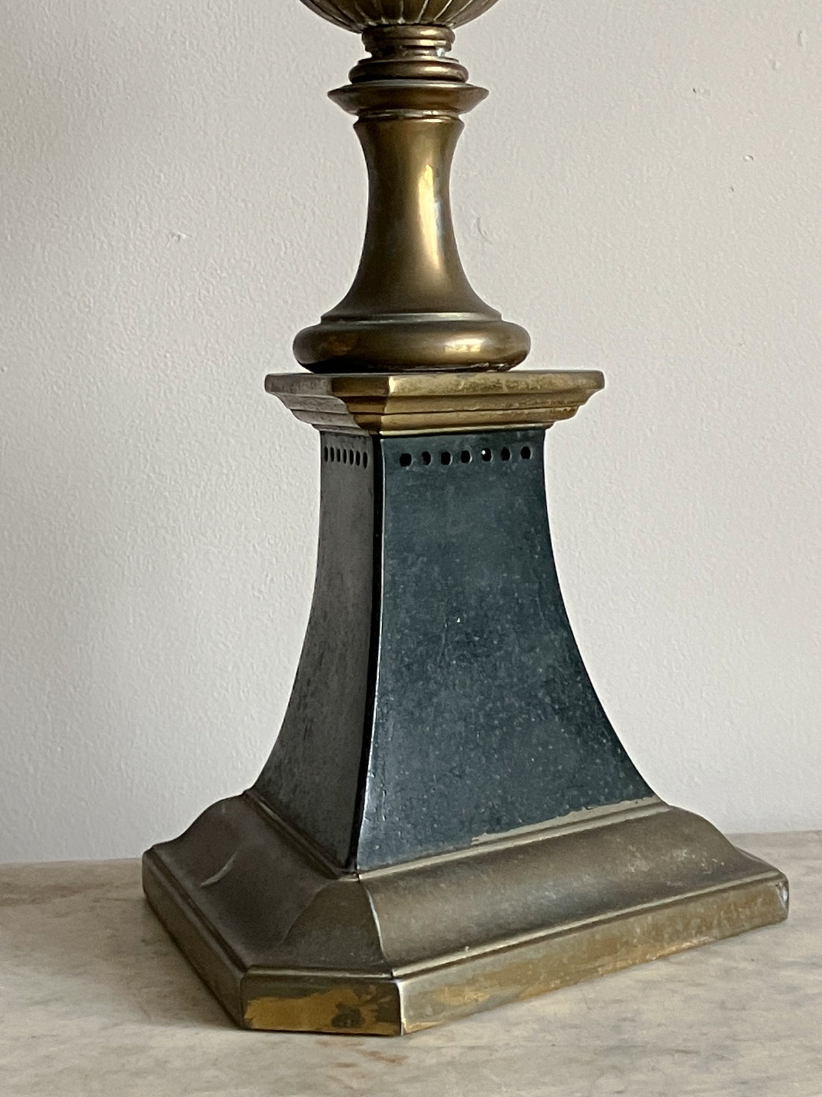 A Pair of Early 20th Century Brass and Toleware Lamps