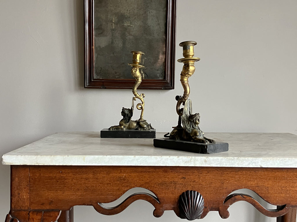 A Pair of 19th Century French Empire Candlesticks
