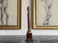 French Red Celluloid and Brass Lamp