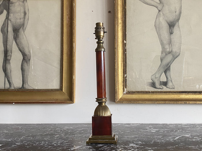 French Red Celluloid and Brass Lamp