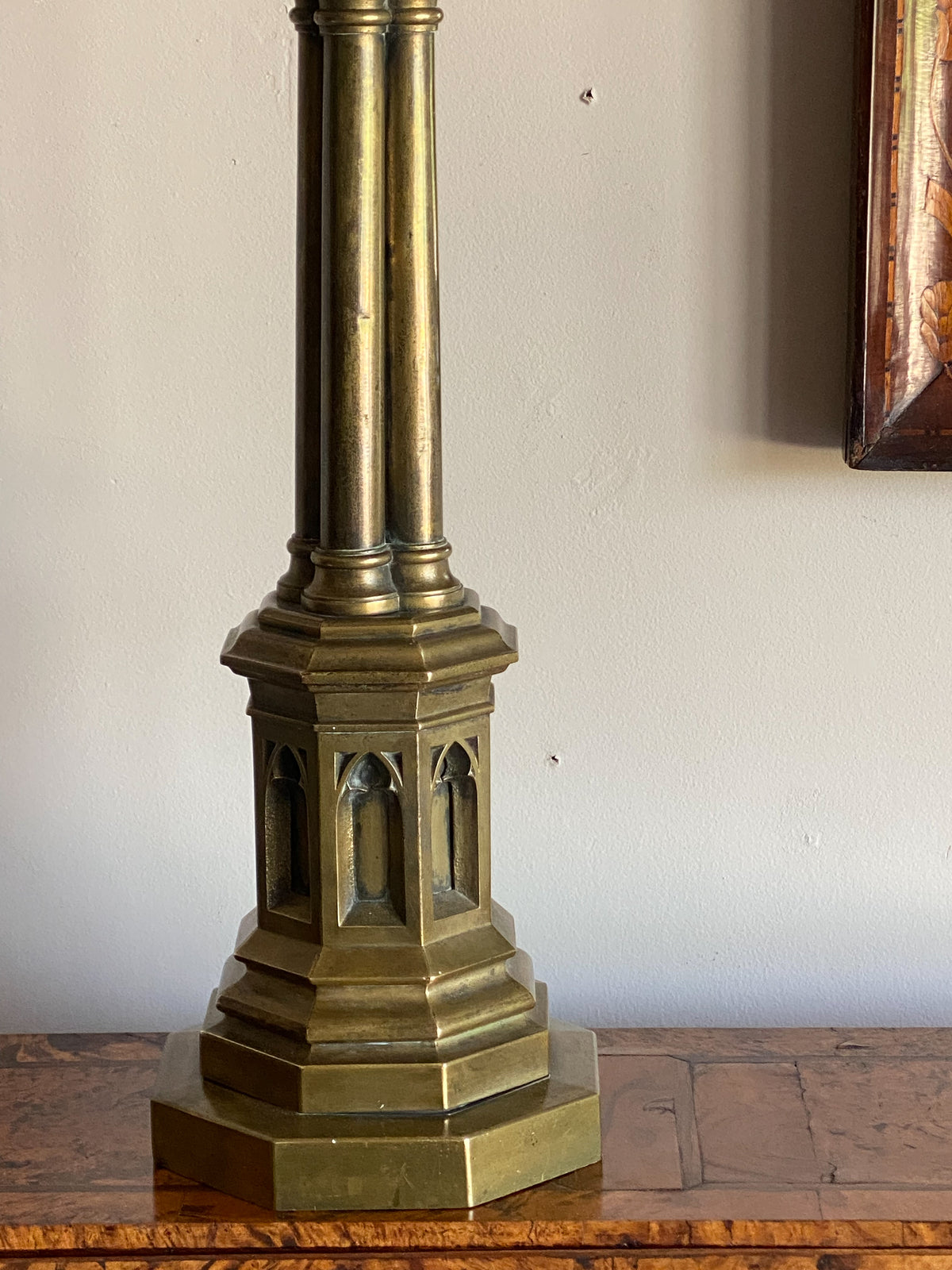 A William IV Brass Cluster Column Lamp