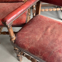 A Set of Early 20th Century Leather Upholstered Dining Chairs