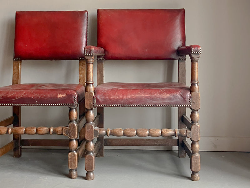 A Set of Early 20th Century Leather Upholstered Dining Chairs