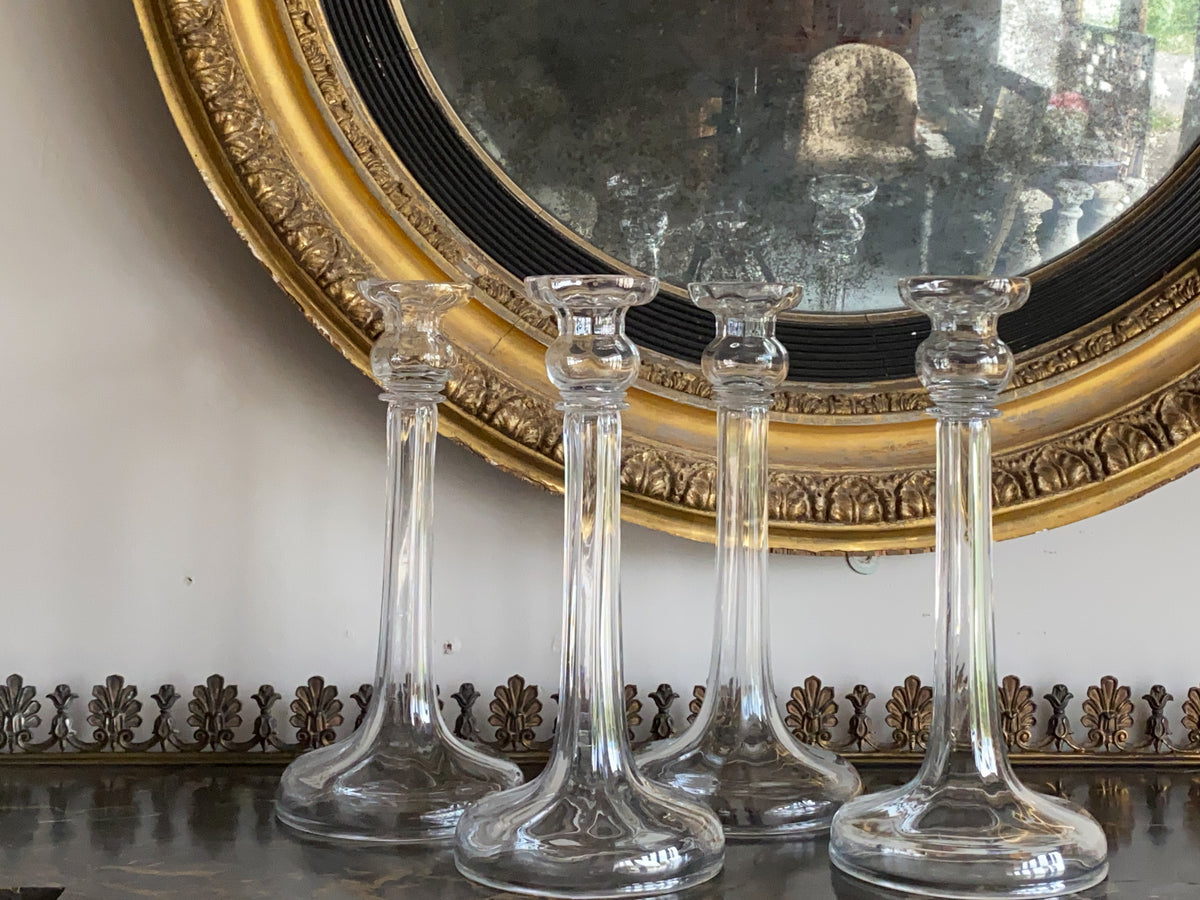 A Set of Four Mid 19th Century Cut Glass Candlesticks