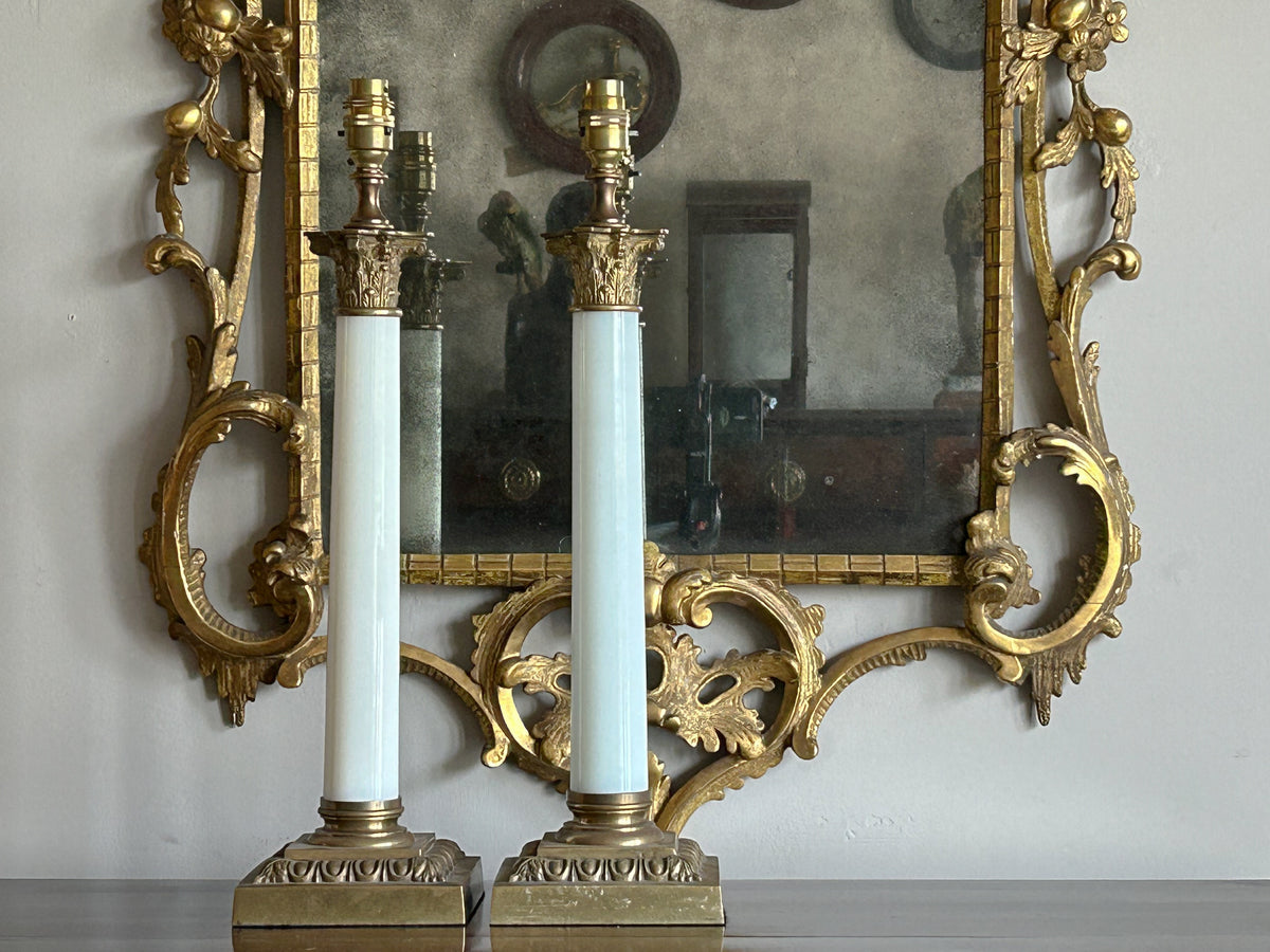 A Pair of Early 20th Century Opaline Lamps