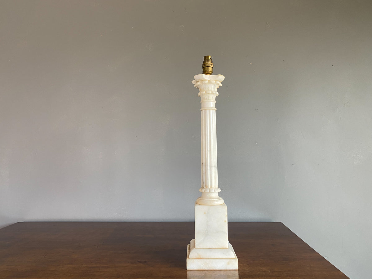 Mid Century Carrara Marble Column Lamp