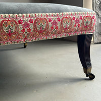 A Huge Upholstered Ottoman with 19th Century Rosewood Base