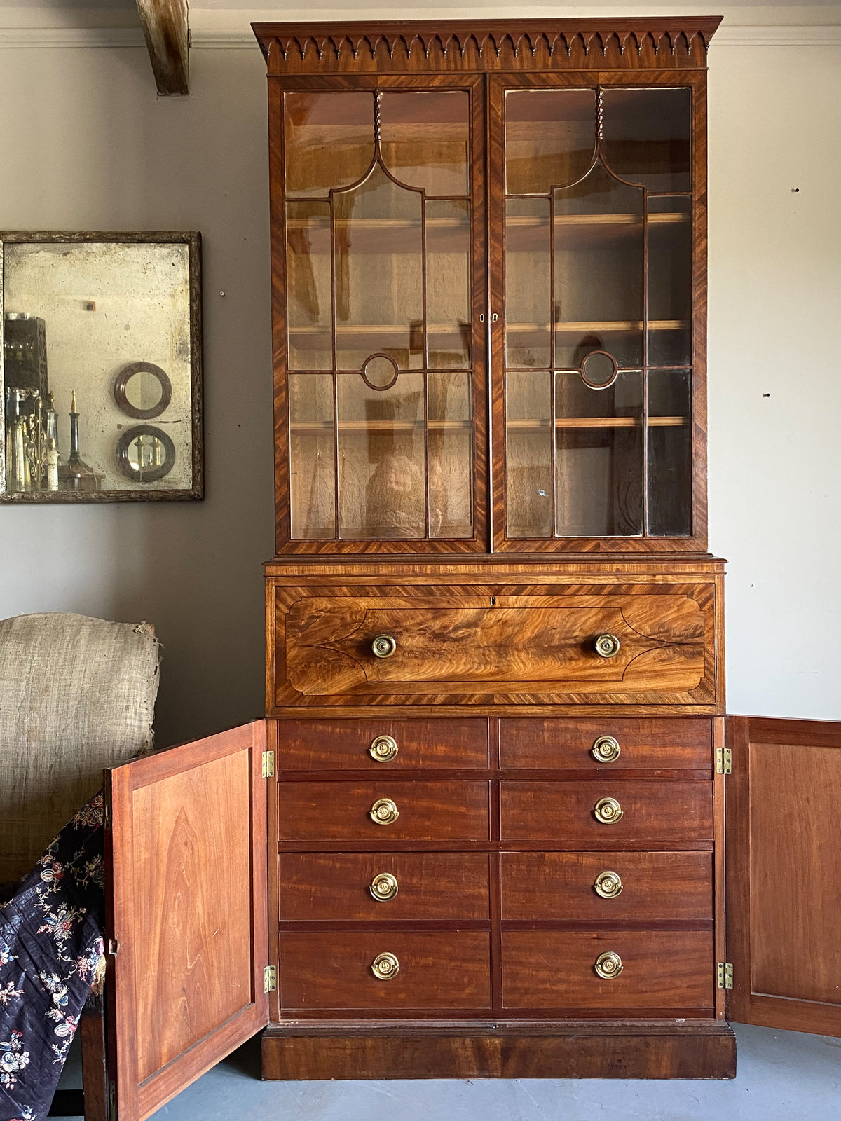 A George III Mahogany Secrétaire Bookcase