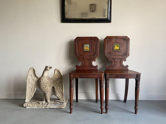 A Pair of Regency Mahogany Hall Chairs