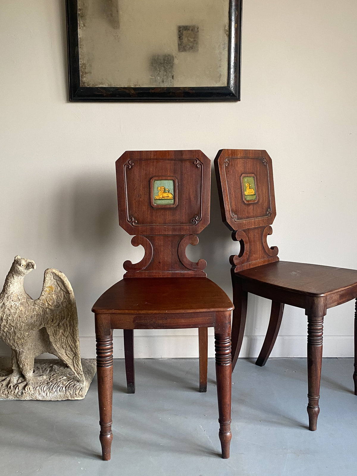 A Pair of Regency Mahogany Hall Chairs