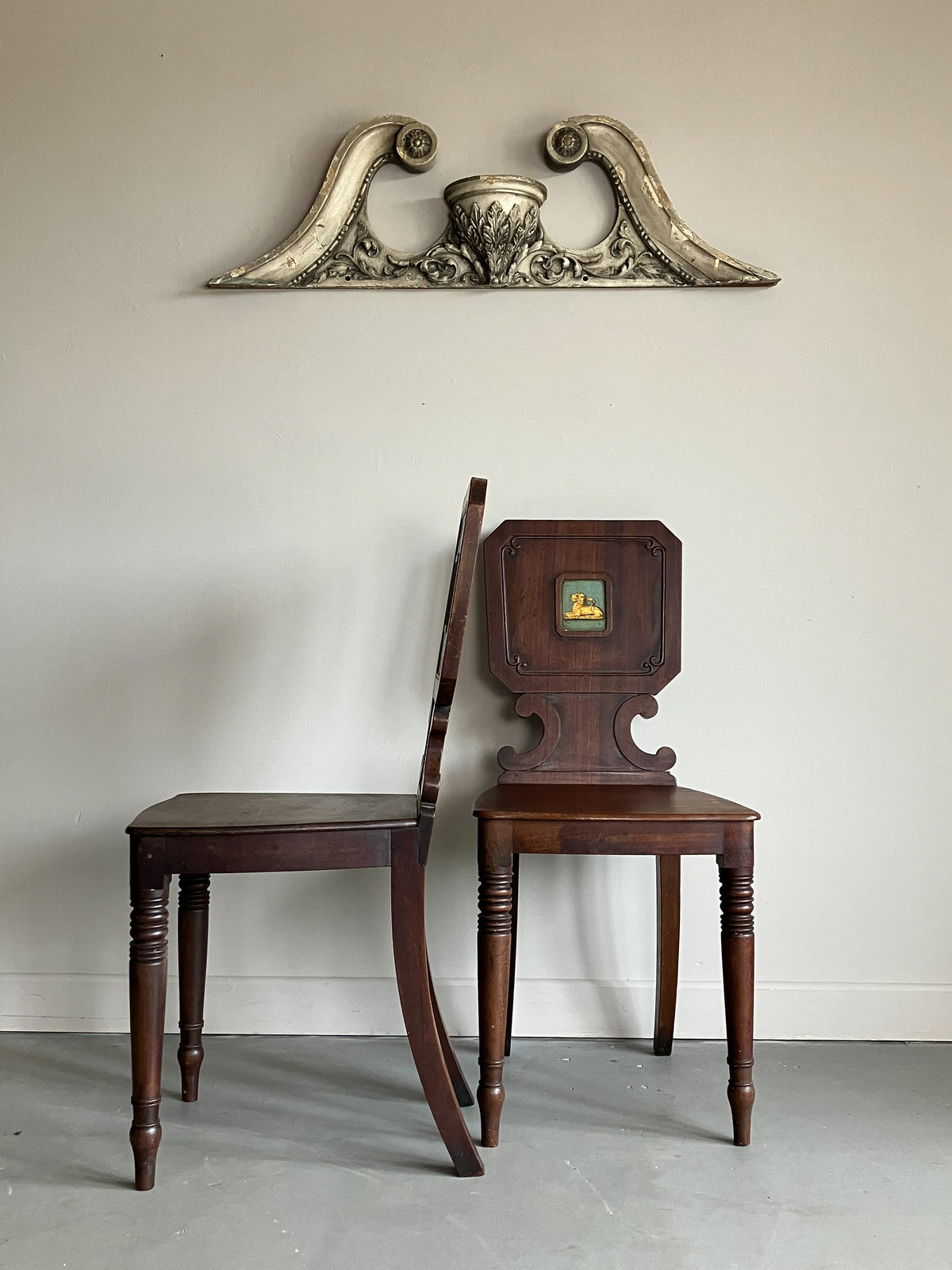 A Pair of Regency Mahogany Hall Chairs