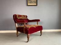 Late 19th Century Carpet Upholstered Open Armchair