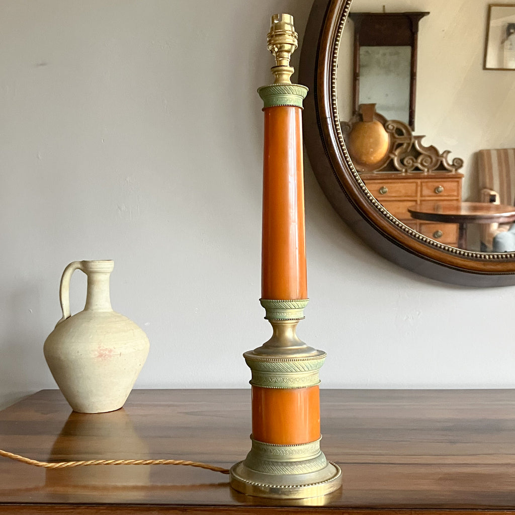 A Mid Century Resin and Brass Lamp