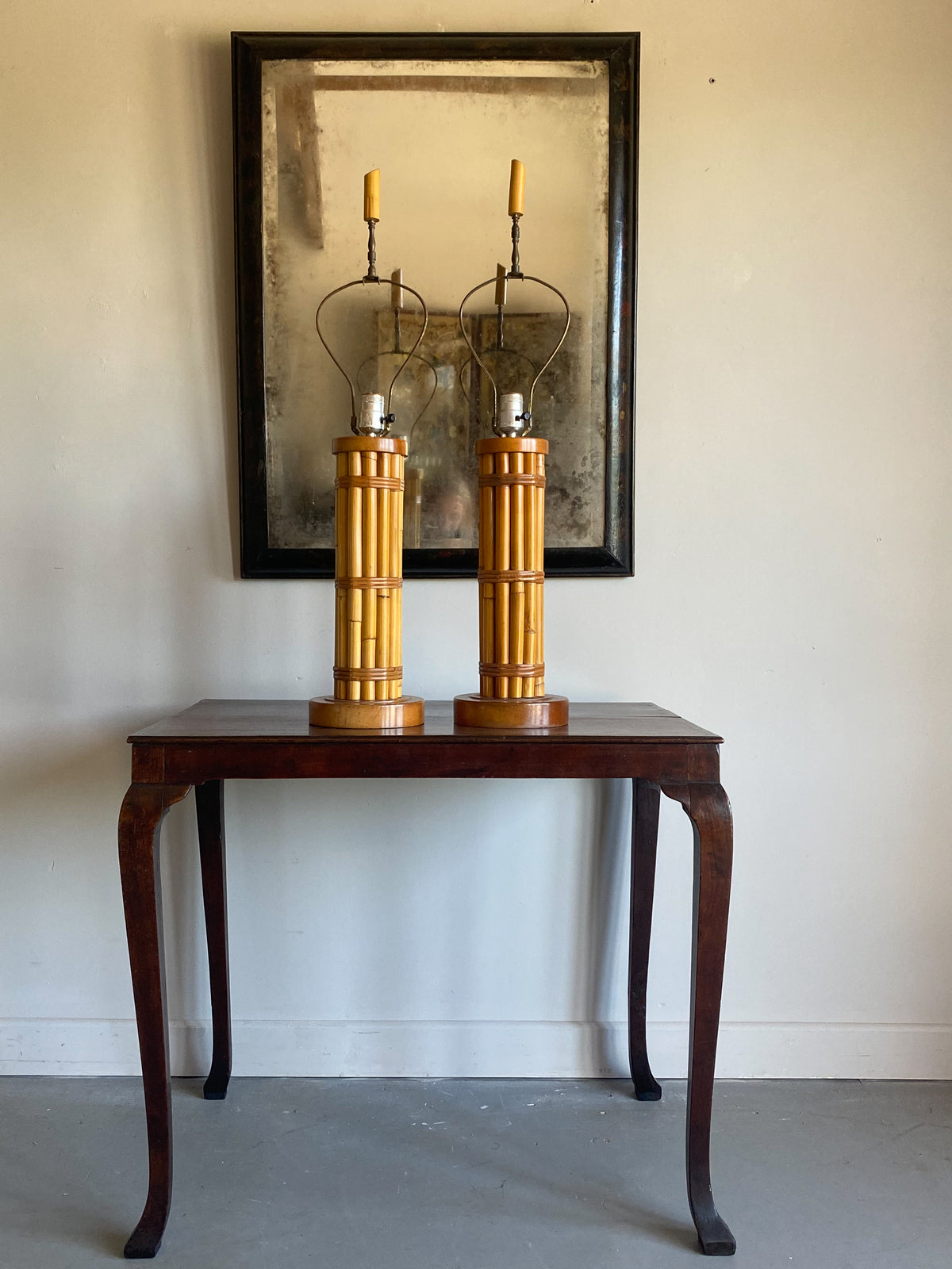 A Pair of Mid Century American Bamboo Lamps