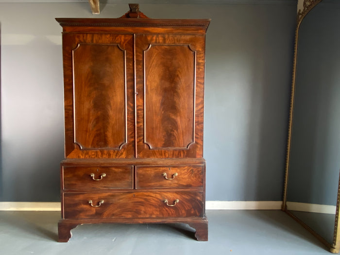 George III Mahogany Linen Press