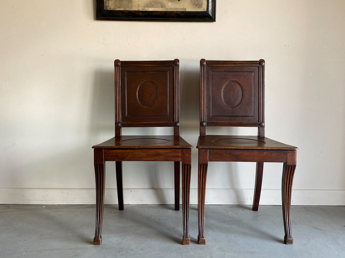 A Pair of Early 19th Century Mahogany Hall Chairs