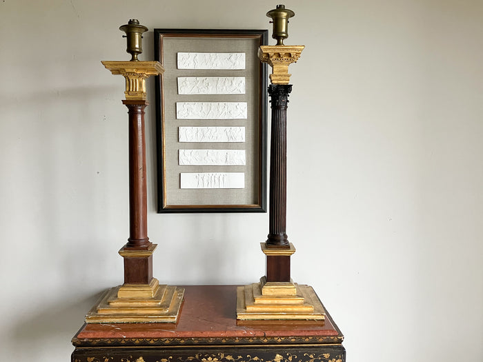 Large 19th Century Masonic Column Lamps