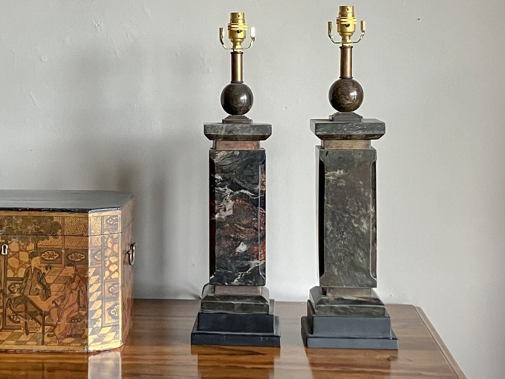 A Pair of Late 20th Century Marble Lamps