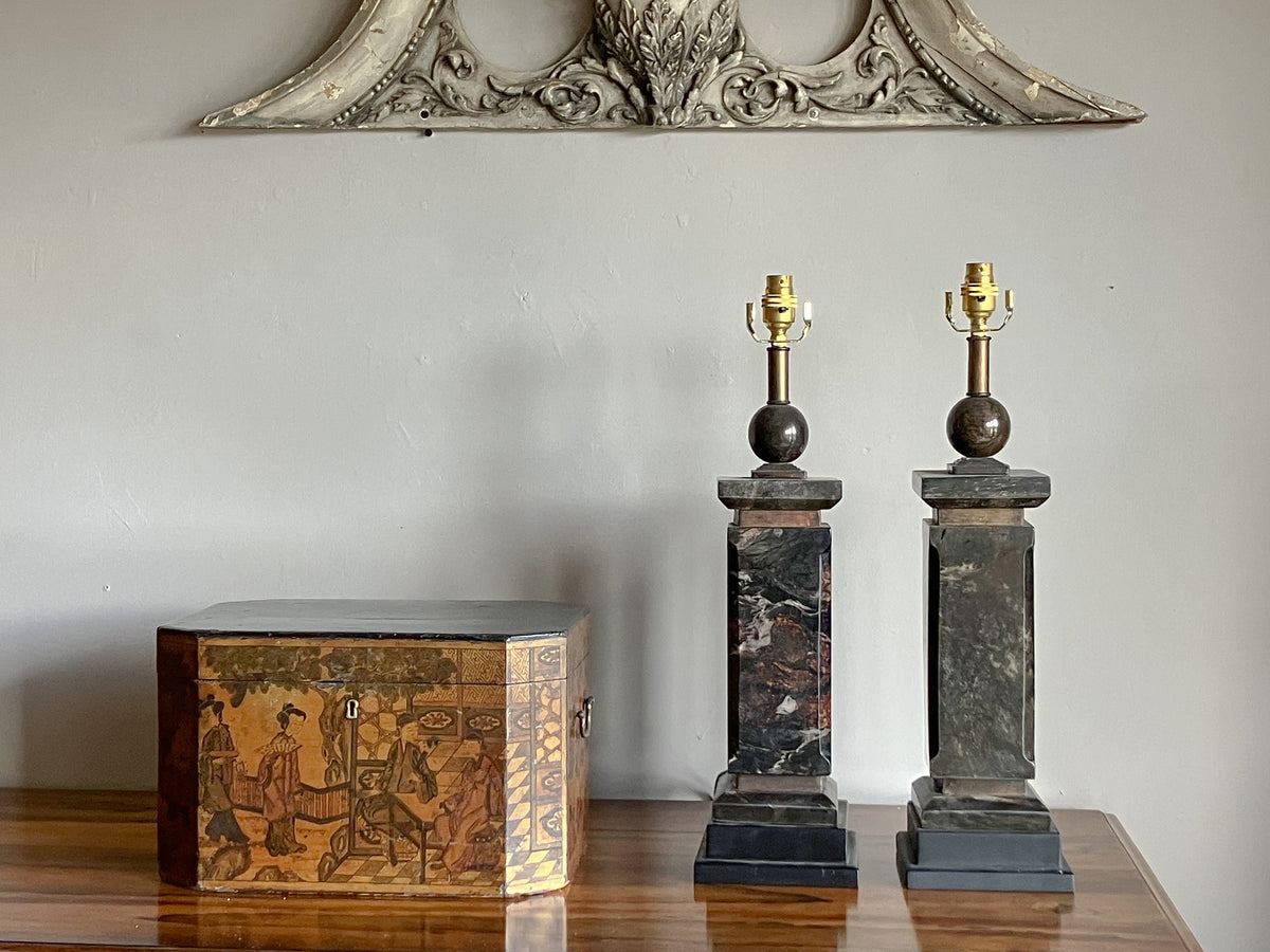 A Pair of Late 20th Century Marble Lamps