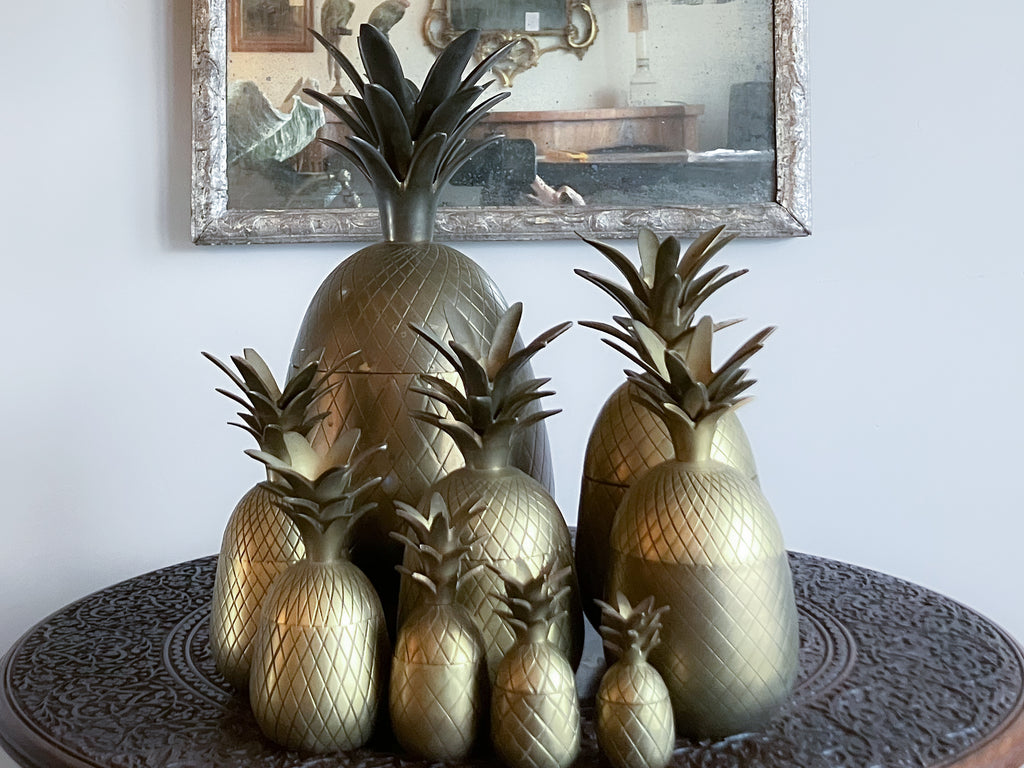 A Set of Mid Century Brass Pineapple Ice Buckets