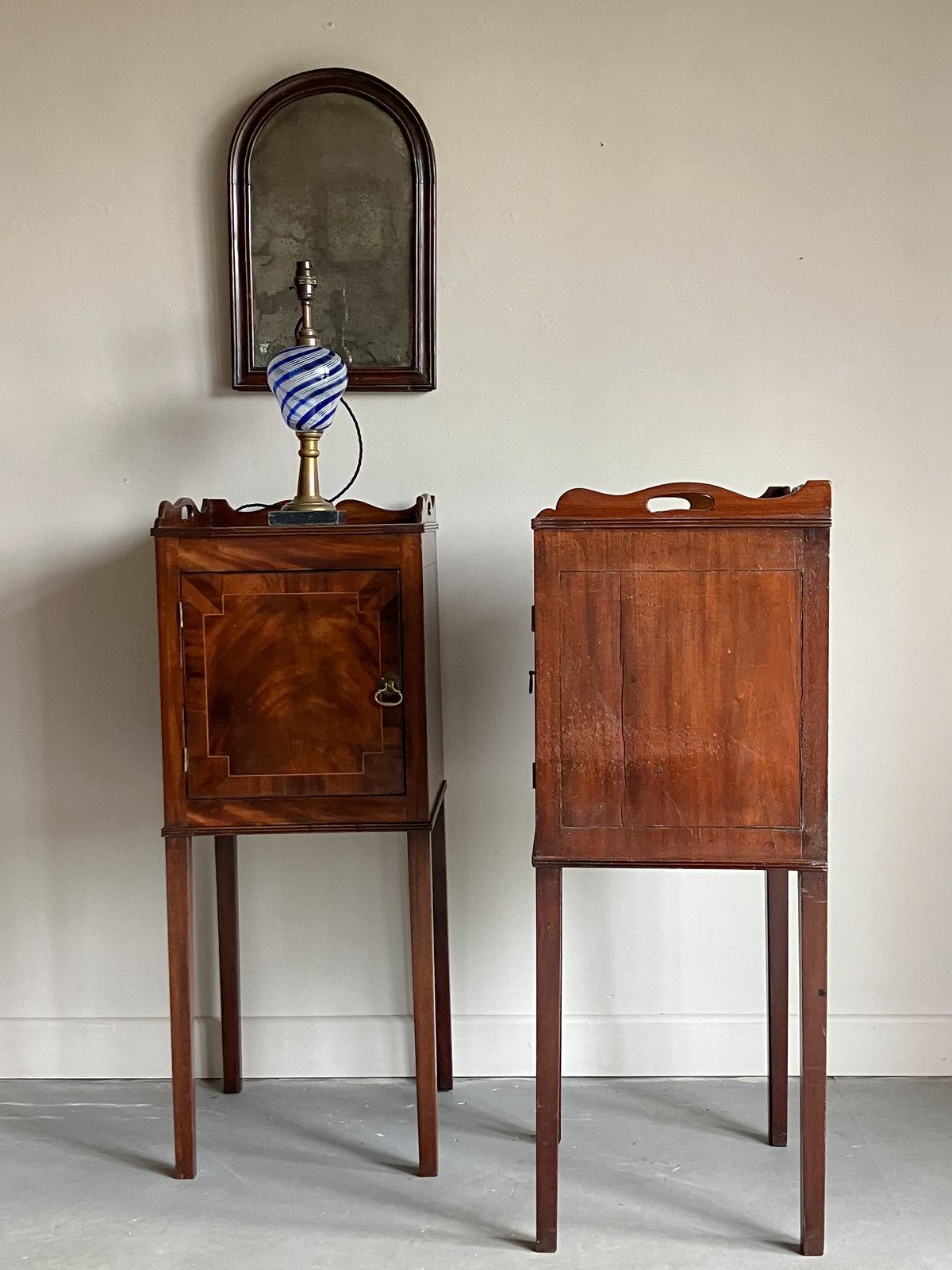 A Pair of George III Mahogany Pot Cupboards