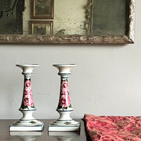 A Pair of Early Wemyss Ware Candlesticks