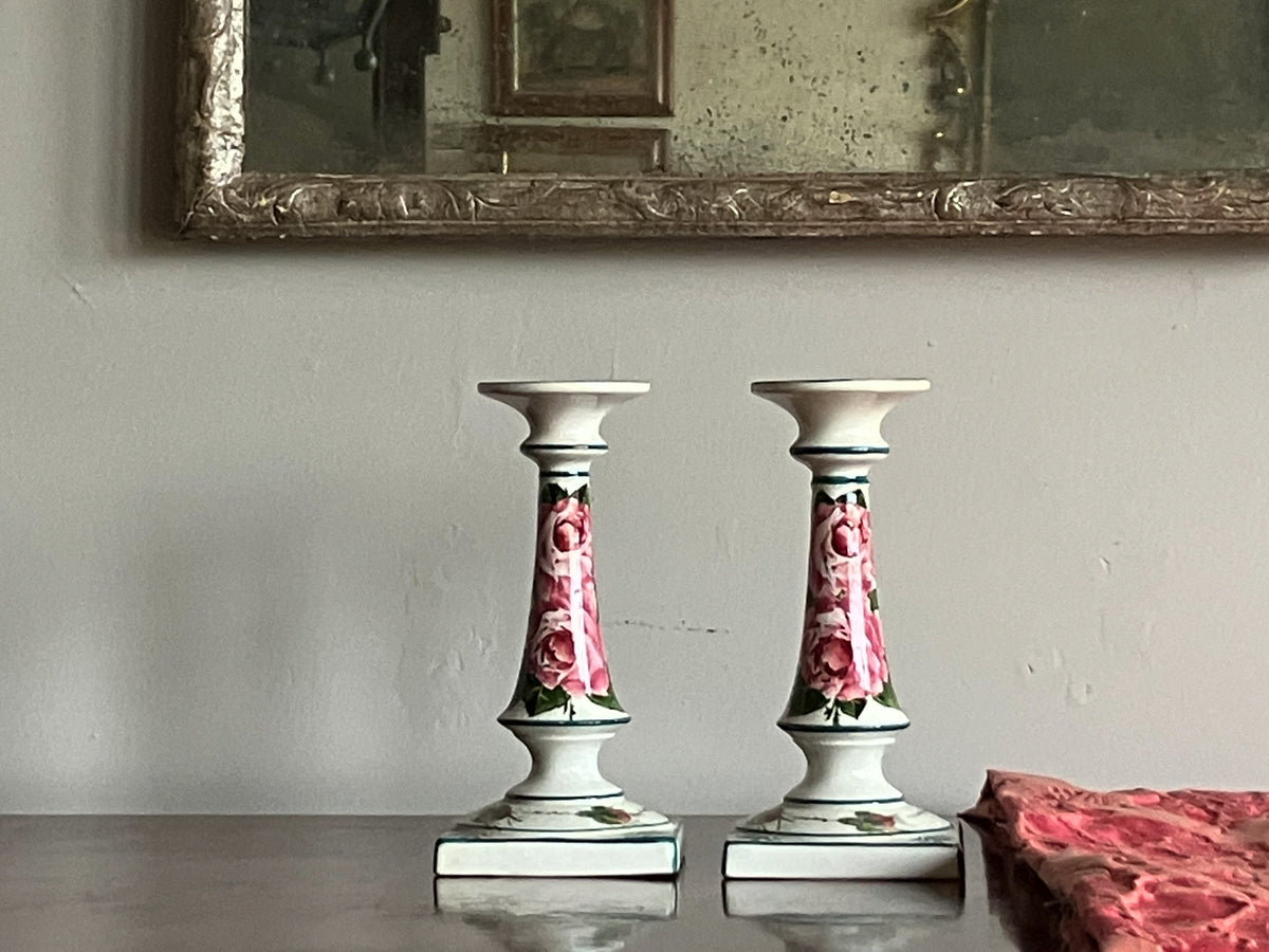 A Pair of Early Wemyss Ware Candlesticks