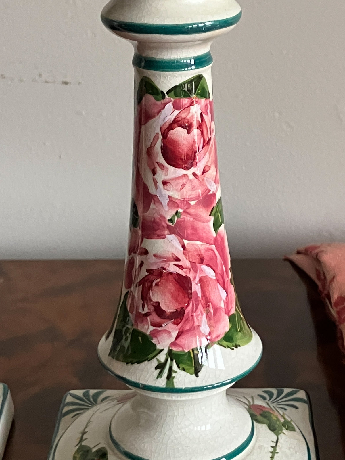 A Pair of Early Wemyss Ware Candlesticks