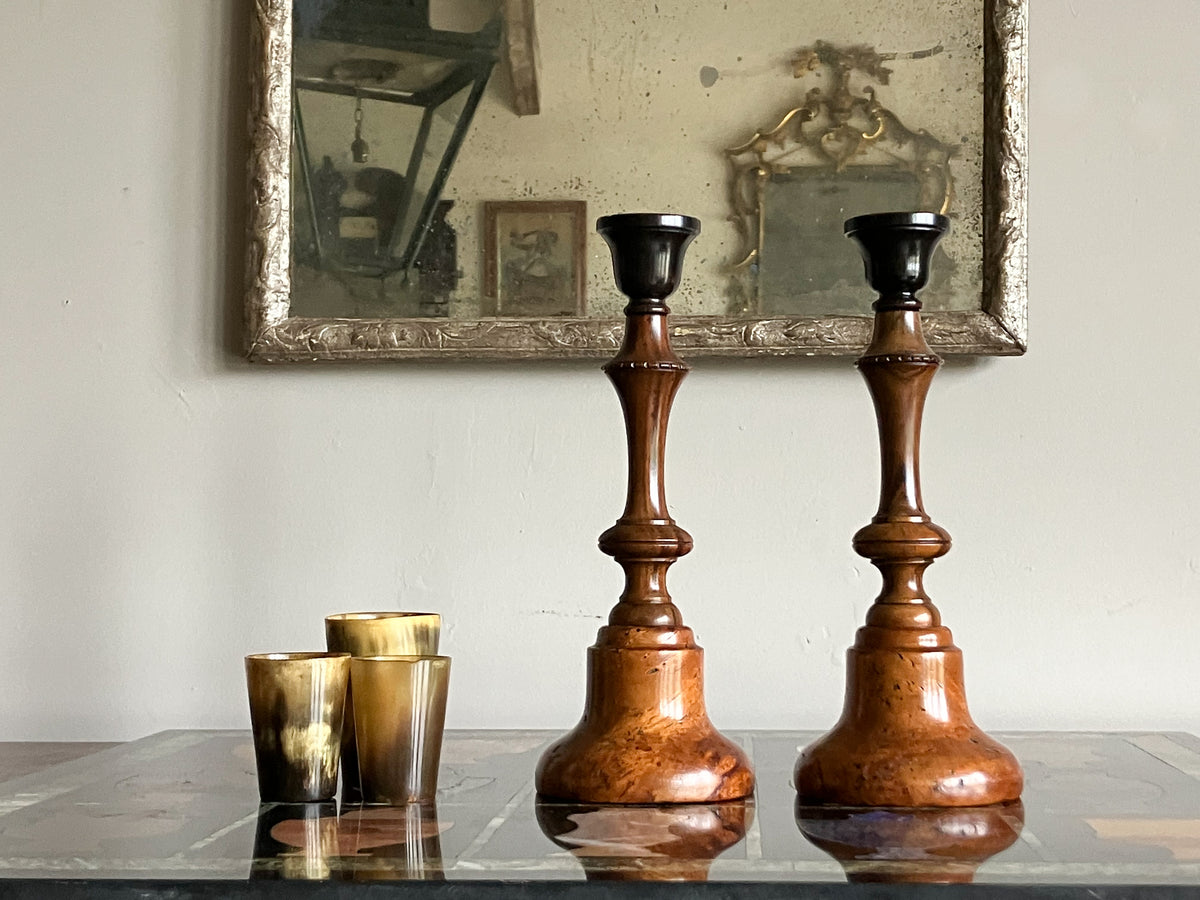 A Pair of Mid 19th Century Treen Candlesticks