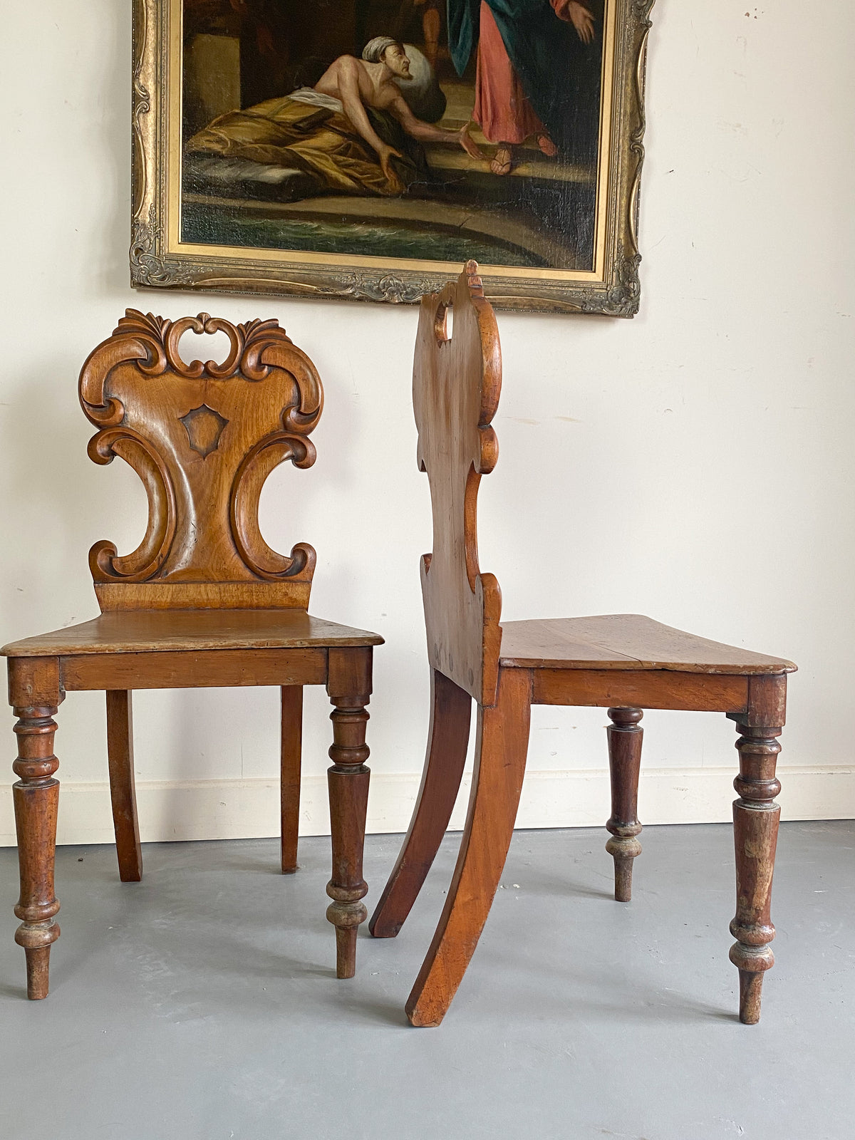 19th Century Oak Hall Chairs