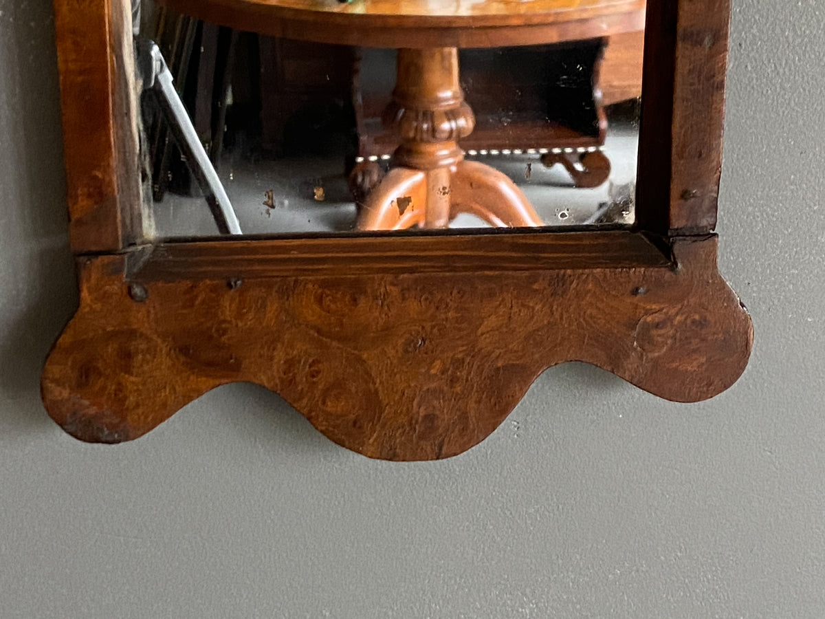 A Small Queen Anne Burr Walnut Mirror