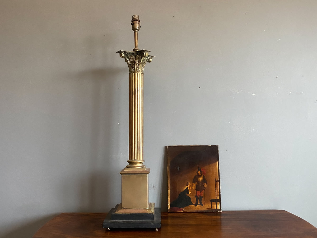 Mid Century Brass Column Lamp