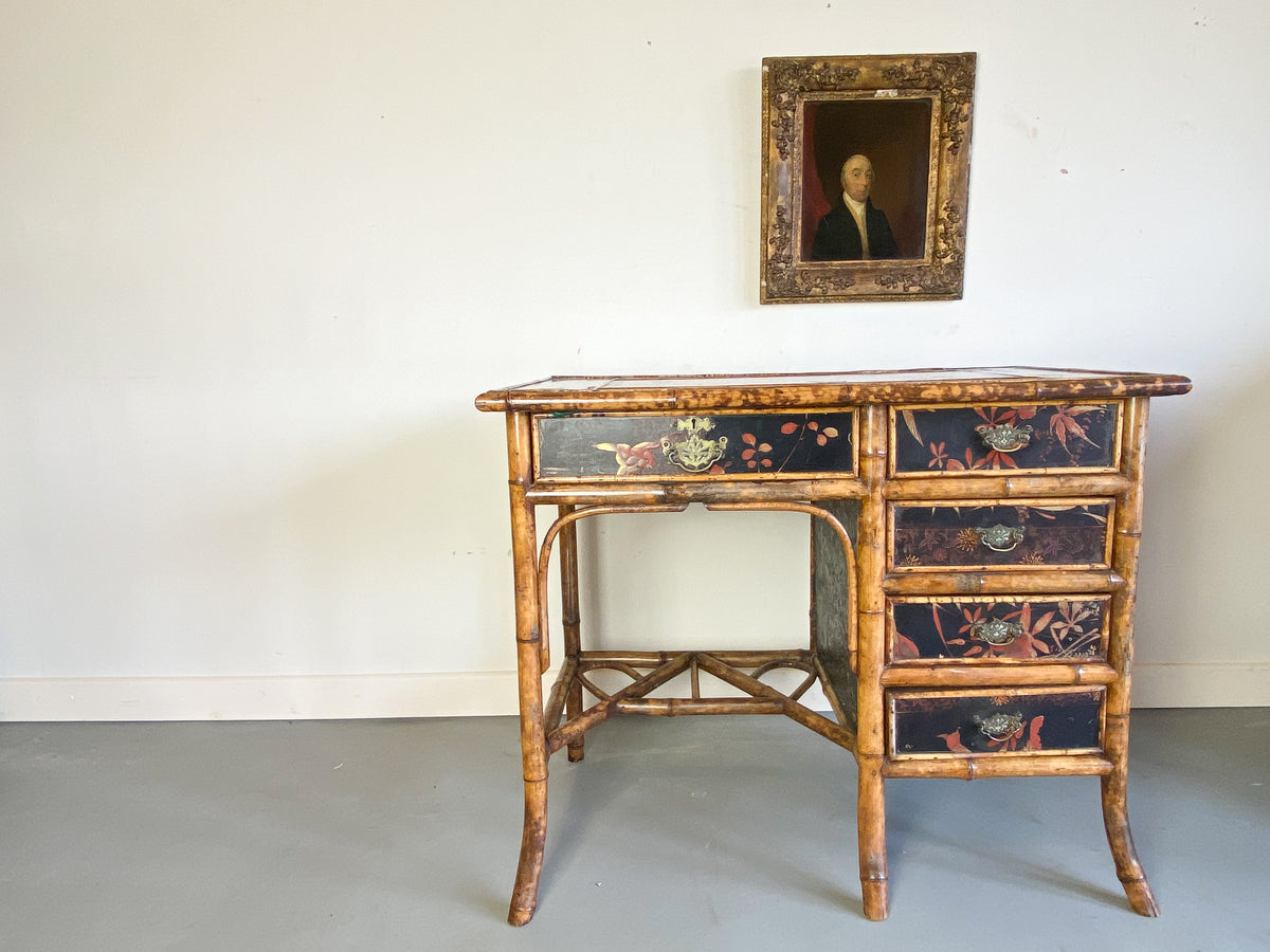 19th Century English Bamboo and Lacquer Desk