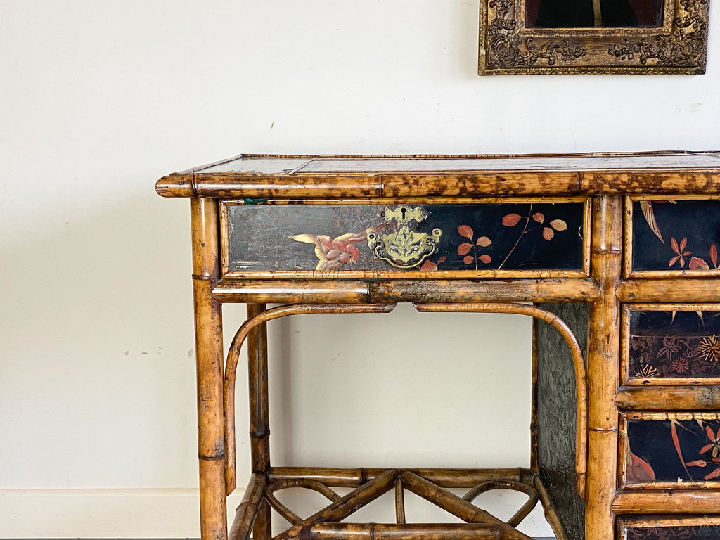 19th Century English Bamboo and Lacquer Desk