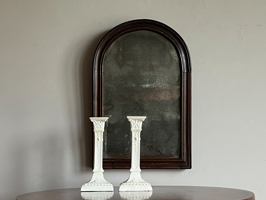 A Pair of Early 19th Century Creamware Columnar Candlesticks