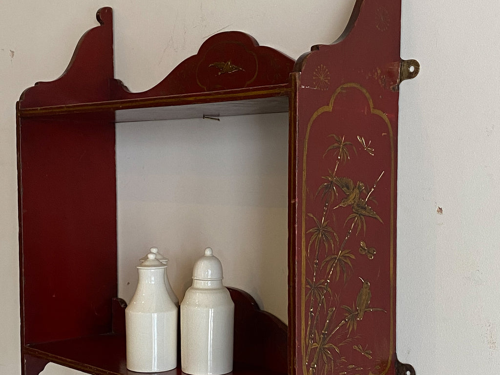 19th Century Red Lacquer Shelves