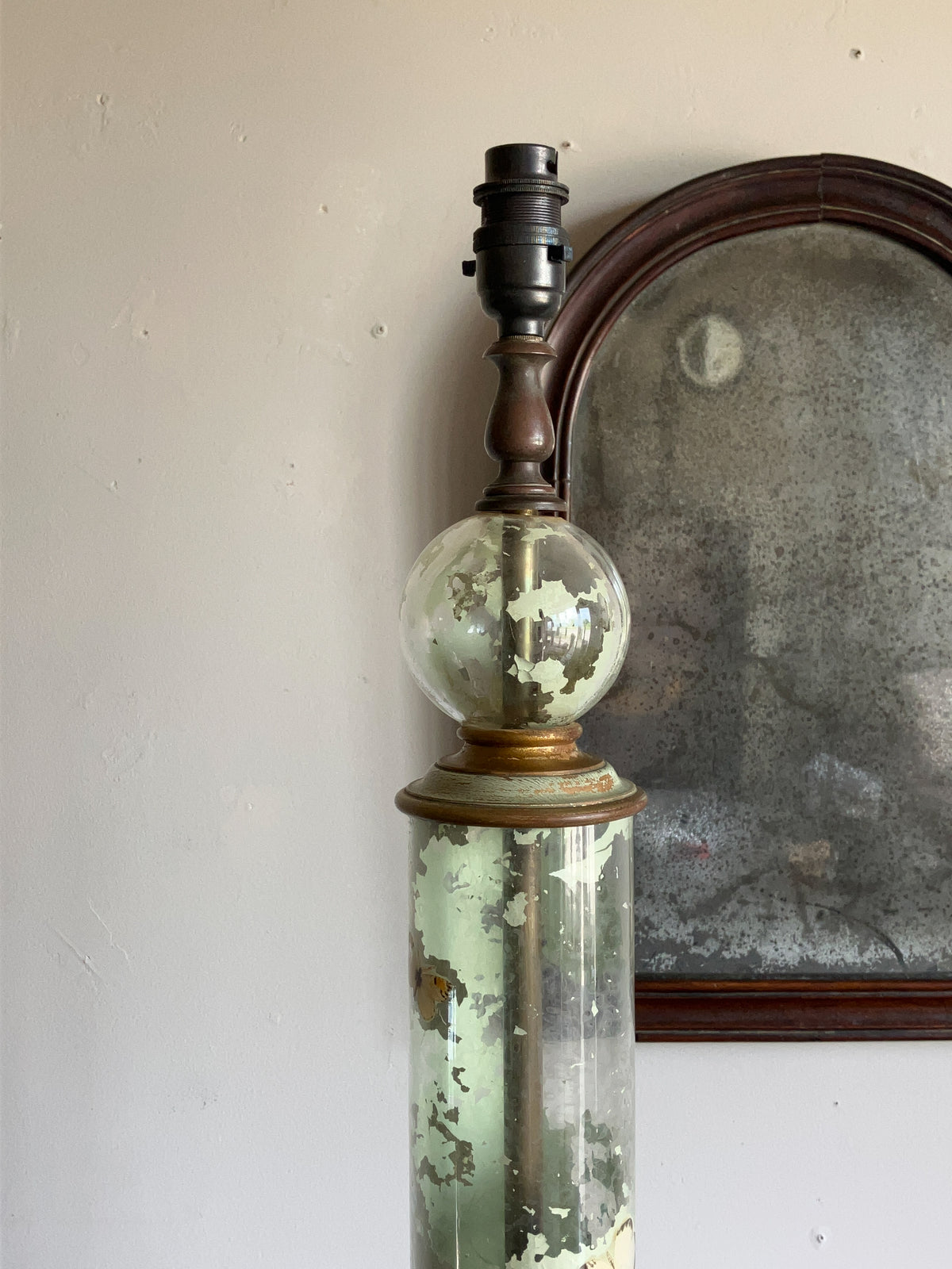 A Large Mid 19th Century Decalcomania Lamp Base